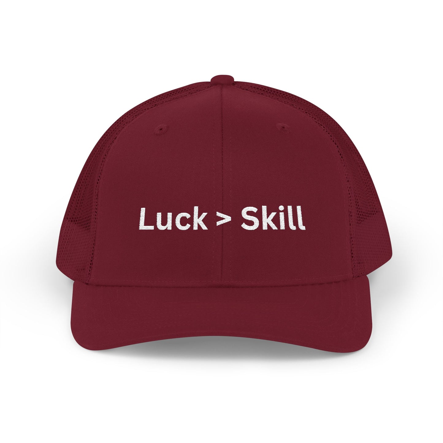 Luck > Skill Poker Trucker Hat – Classic Mesh Back Cap for Poker Players | Tilted Felt Collection