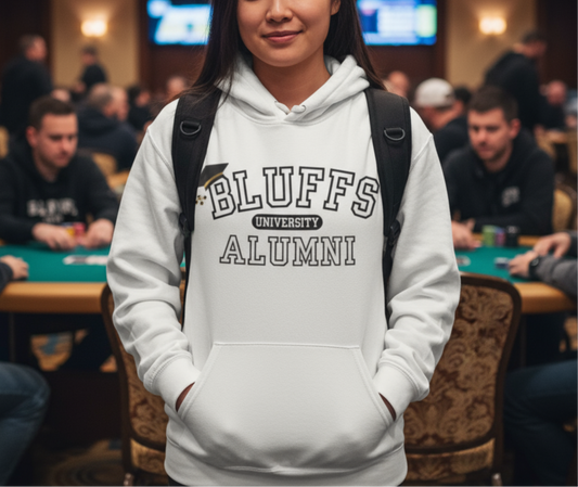 Bluffs University Alumni Poker Hoodie – Funny