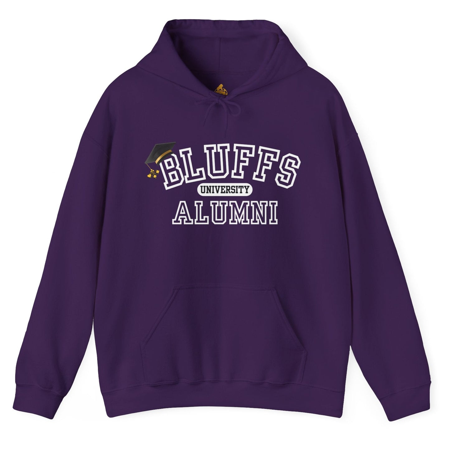 Bluffs University Alumni Poker Hoodie – Funny Poker Bluffer Sweatshirt by Tilted Felt | Tilted Felt Apparel