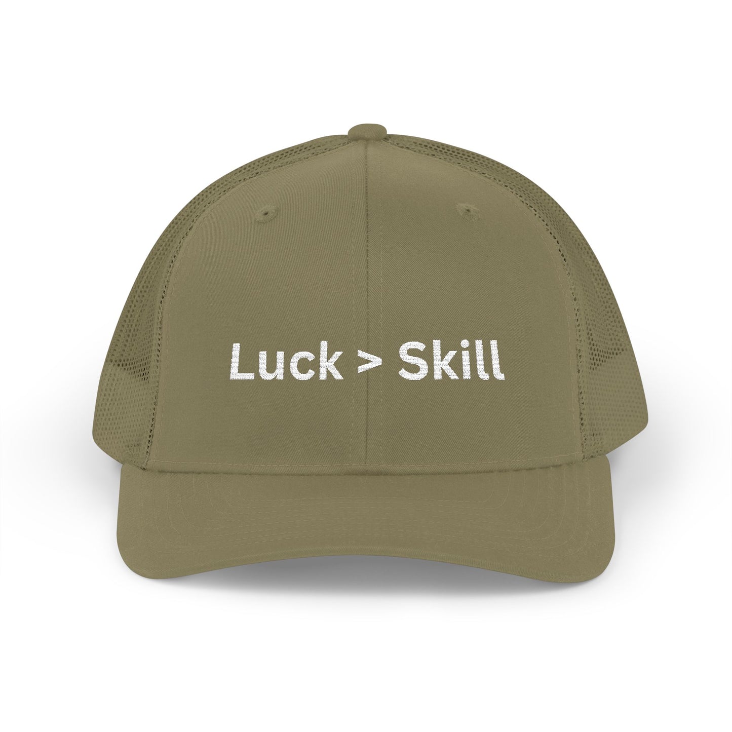 Luck > Skill Poker Trucker Hat – Classic Mesh Back Cap for Poker Players | Tilted Felt Collection