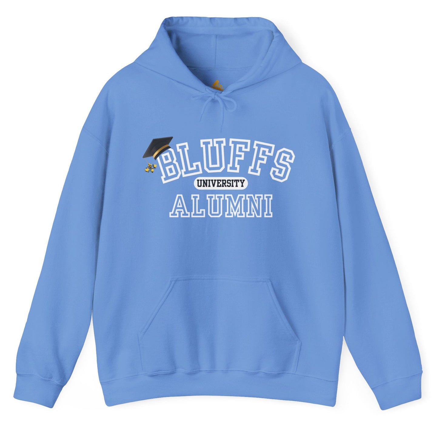 Bluffs University Alumni Poker Hoodie – Funny Poker Bluffer Sweatshirt by Tilted Felt | Tilted Felt Apparel