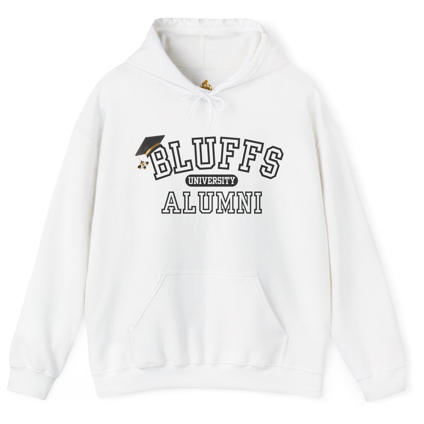 Bluffs University Alumni Poker Hoodie – Funny Poker Bluffer Sweatshirt by Tilted Felt | Tilted Felt Apparel