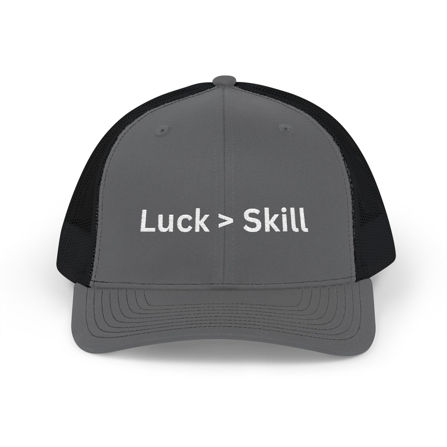 Luck > Skill Poker Trucker Hat – Classic Mesh Back Cap for Poker Players | Tilted Felt Collection