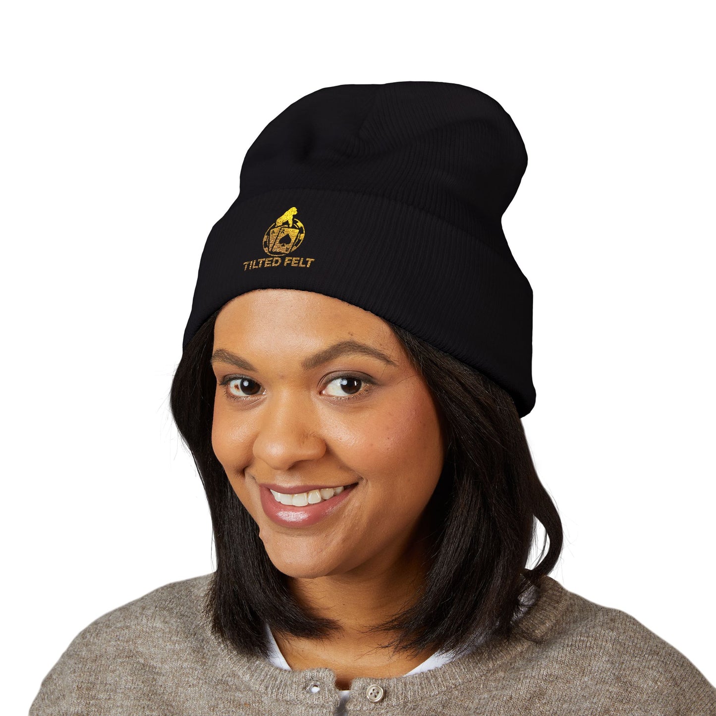 Tilted Felt Poker Embroidered Beanie – Premium Poker Player Knit Hat | Tilted Felt Apparel