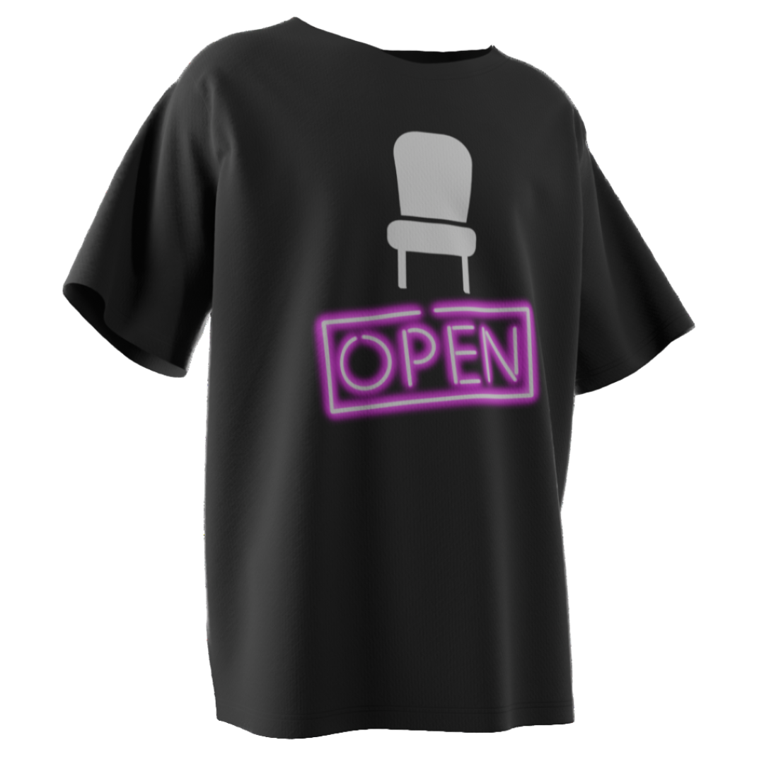 Seat Open Poker T-Shirt – Funny Poker Tee with Neon Sign Design | Tilted Felt Apparel