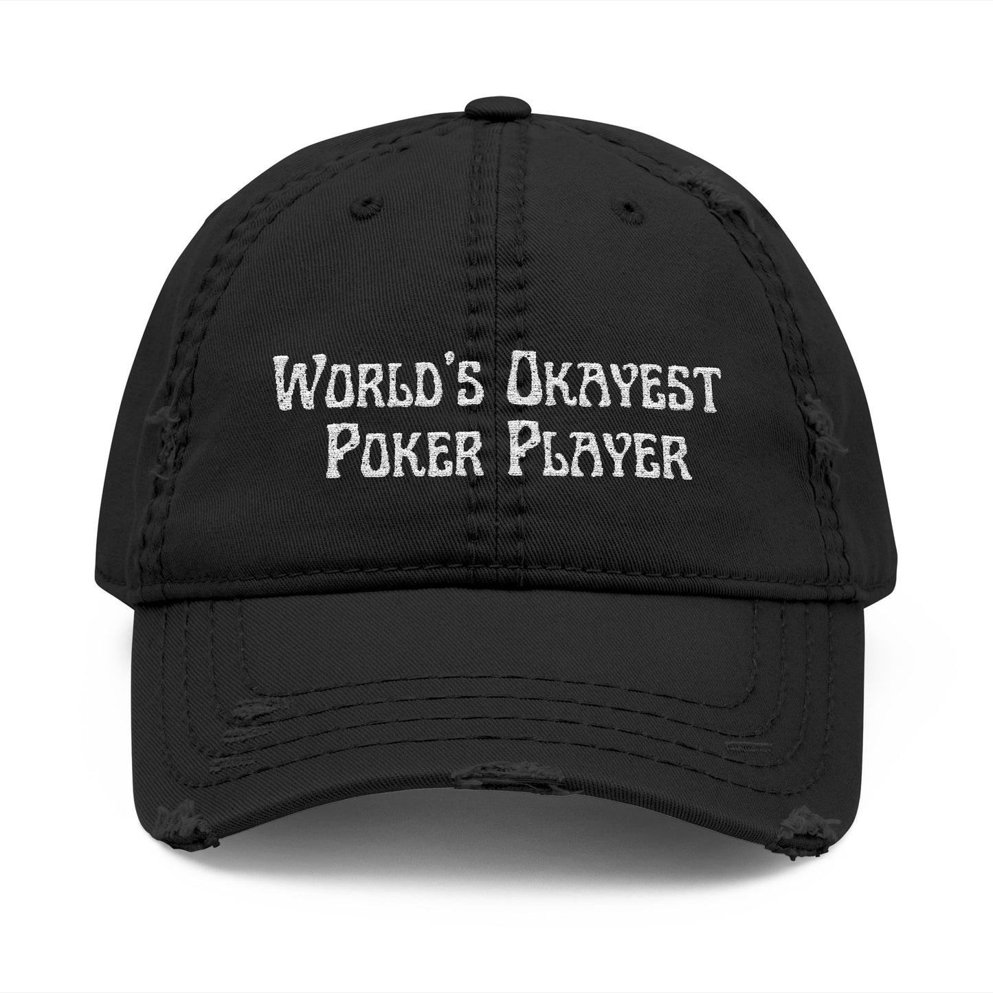World’s Okayest Poker Player Distressed Dad Hat – Funny Poker Cap for Casual Grinders | Tilted Felt Apparel