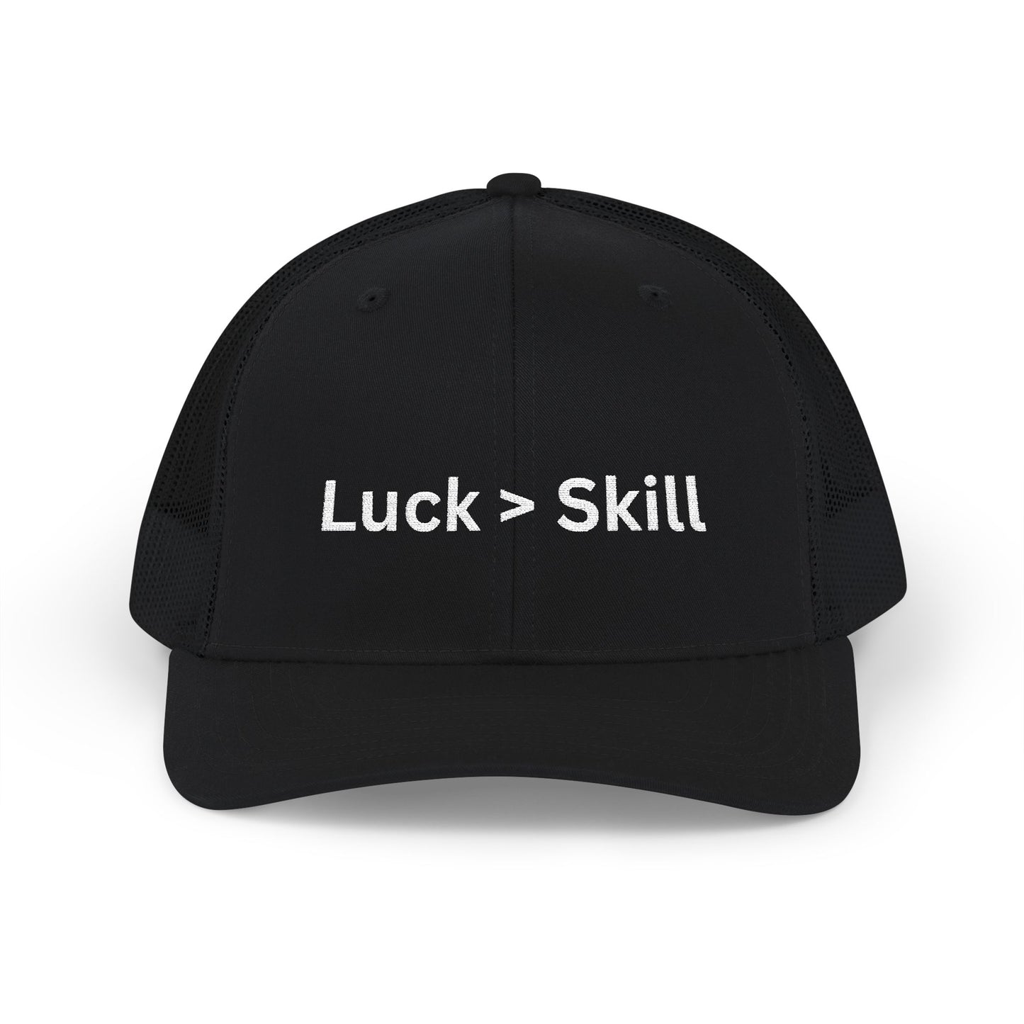 Luck > Skill Poker Trucker Hat – Classic Mesh Back Cap for Poker Players | Tilted Felt Collection