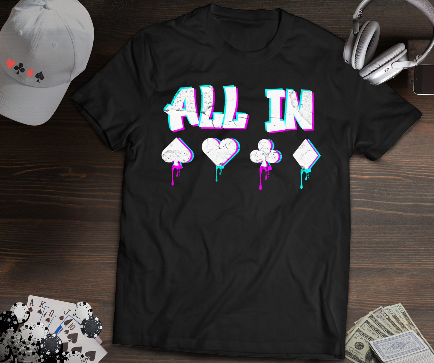 ALL IN Poker T-Shirt – Graffiti Style