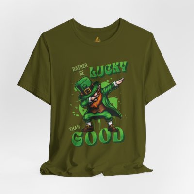Rather Be Lucky Than Good Poker T-Shirt – Funny Dabbing Leprechaun Poker Tee | Tilted Felt Apparel
