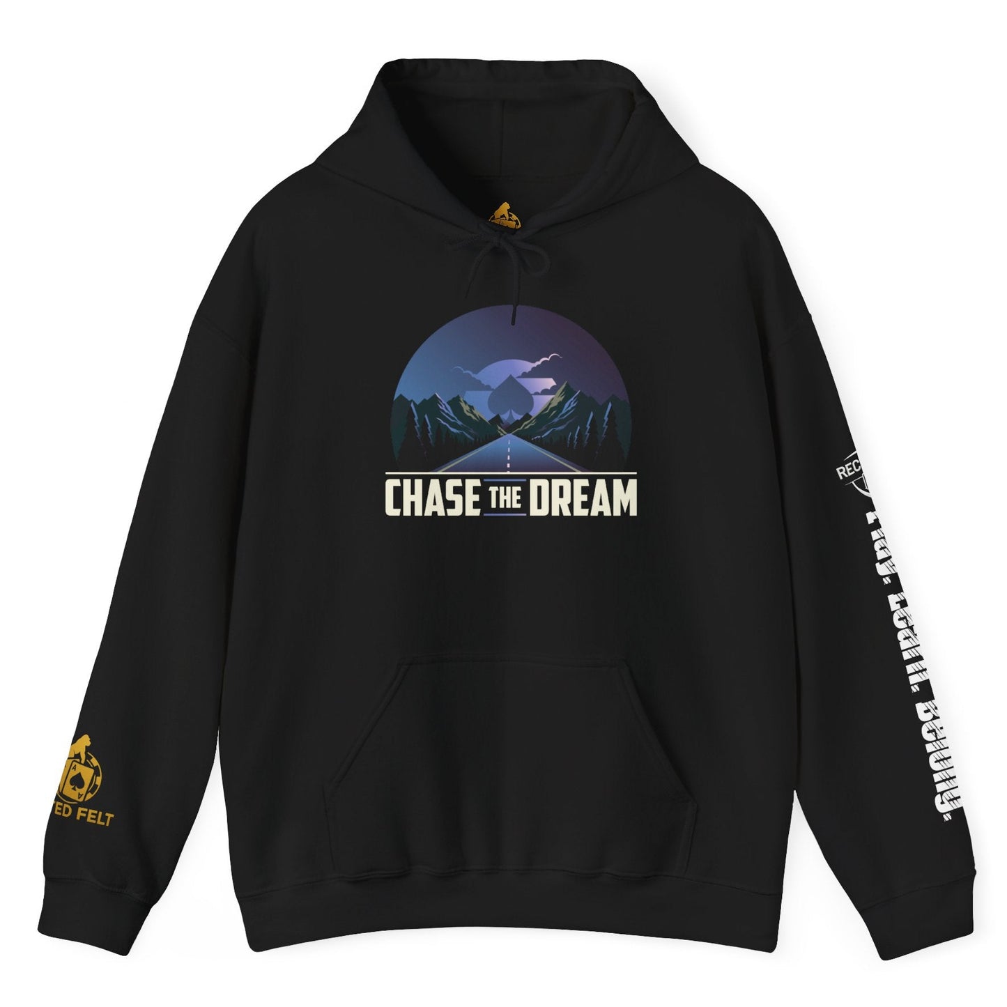 Chase The Dream and Rec Poker Poker Hoodie – Midnight - Inspirational Poker & Lifestyle Sweatshirt | Tilted Felt Apparel