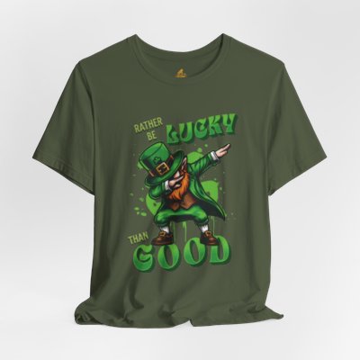 Rather Be Lucky Than Good Poker T-Shirt – Funny Dabbing Leprechaun Poker Tee | Tilted Felt Apparel