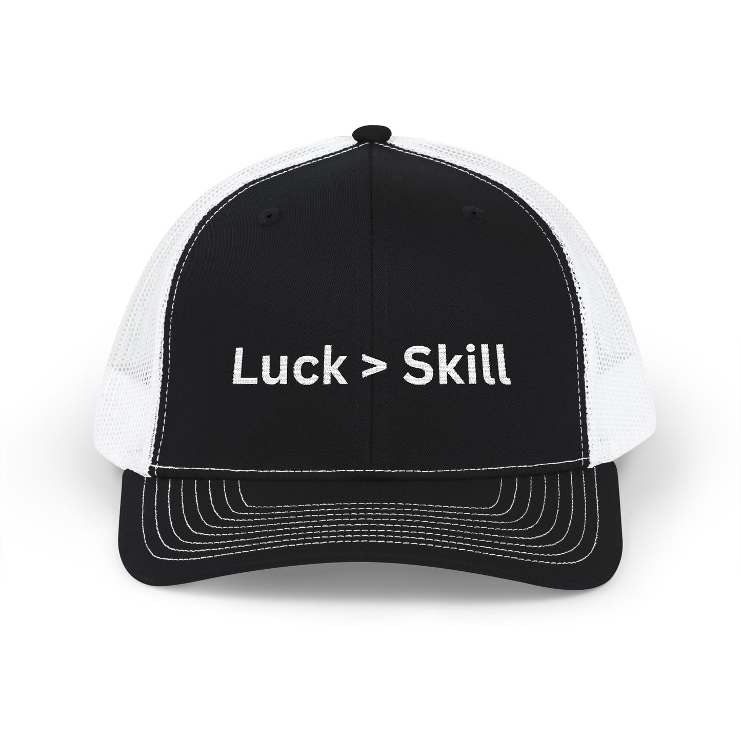 Luck > Skill Poker Trucker Hat – Classic Mesh Back Cap for Poker Players | Tilted Felt Collection