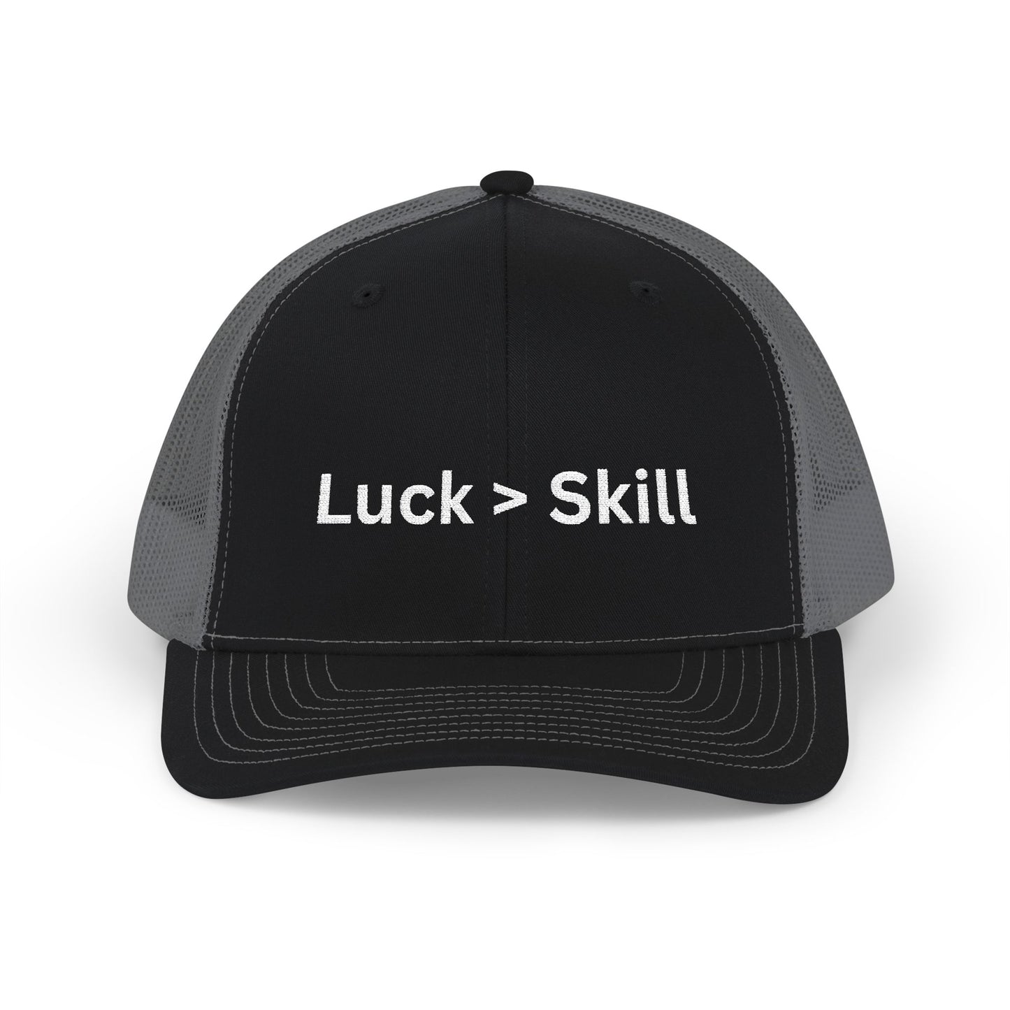 Luck > Skill Poker Trucker Hat – Classic Mesh Back Cap for Poker Players | Tilted Felt Collection