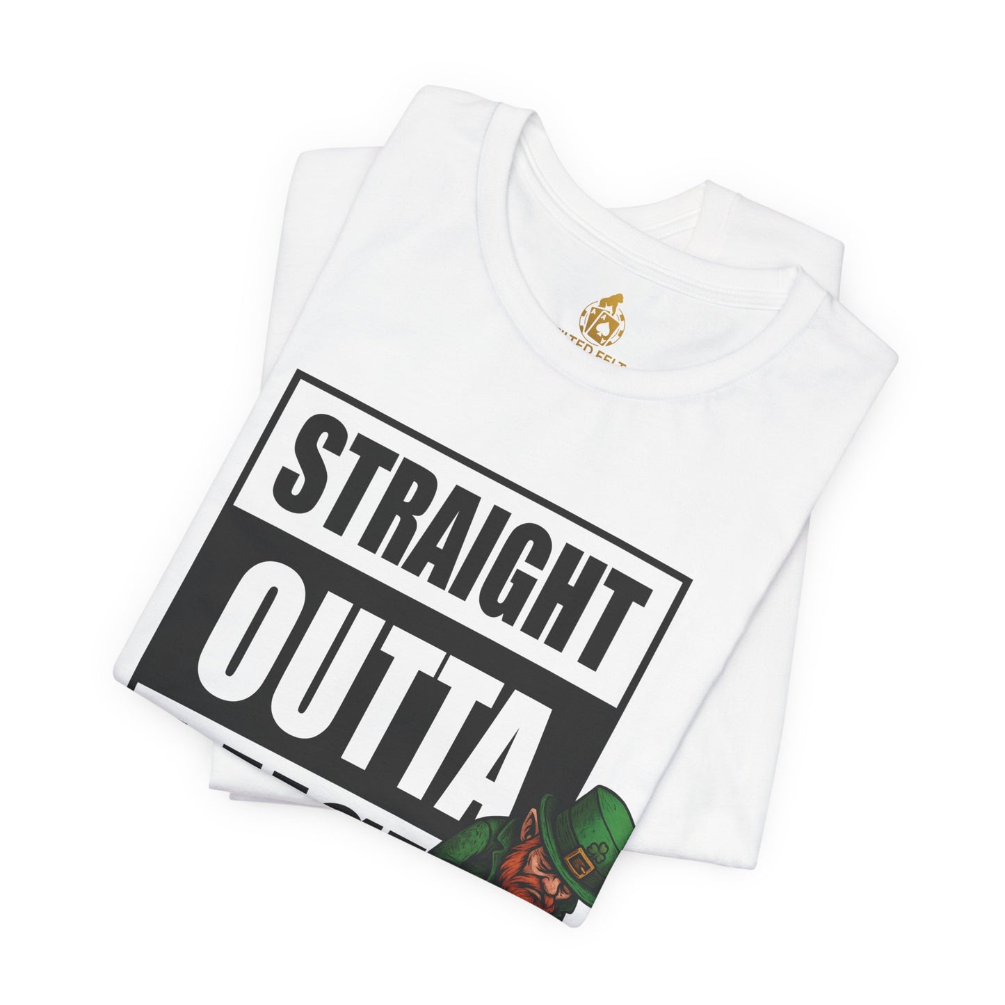 Straight Outta Luck Poker T-Shirt – Funny Leprechaun Poker Tee for Card Players | Tilted Felt Apparel