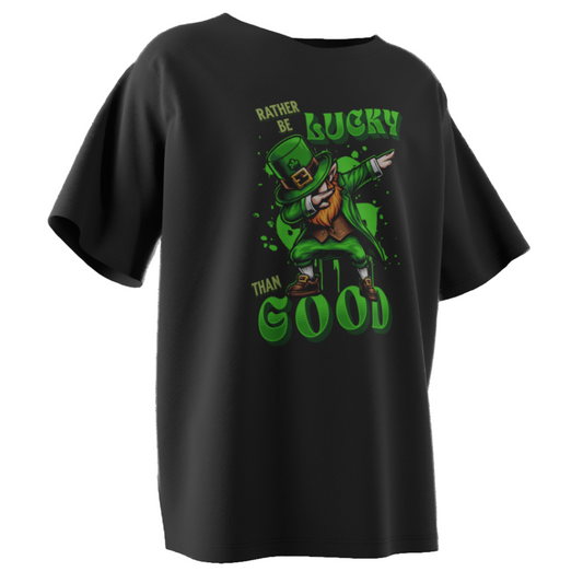 Rather Be Lucky Than Good Poker T-Shirt – Funny Dabbing Leprechaun Poker Tee | Tilted Felt Apparel