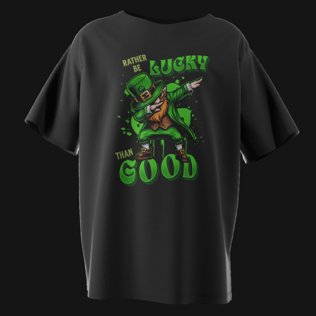 Rather Be Lucky Than Good Poker T-Shirt – Funny Dabbing Leprechaun Poker Tee | Tilted Felt Apparel